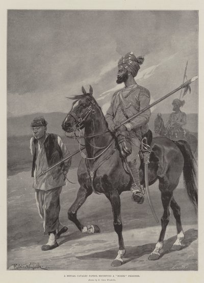 Une patrouille de cavalerie bengali escortant un prisonnier boxeur - Richard Caton Woodville junior